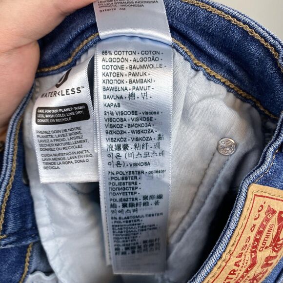 Levis 726 Flare Jeans‎ Womens 32 Blue High Rise Denim Waterless Stretch Zip Fly - Picture 8 of 13